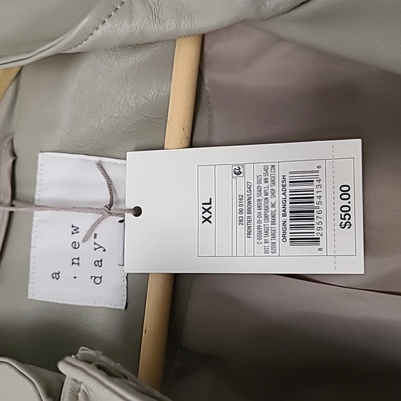 Faux leather belted Anorak jacket tan taupe Womens XXL - Picture 4 of 7